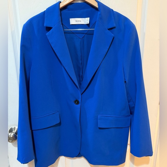 Bershka Core Oversized Blue Blazer Relaxed Fit Suit Jacket - Picture 2 of 5